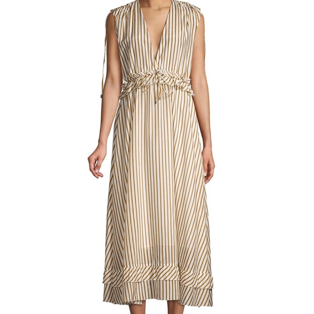 Robert Rodriguez  Gold/white Striped Cotton Dress